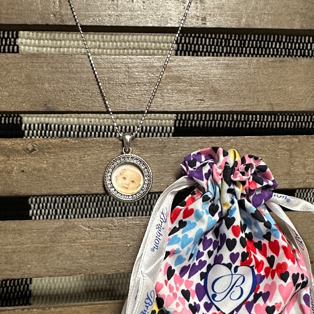 Brighton Nwt Momento crystal locket picture silver plated pendant charm necklace